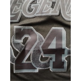 Men's All Black Basketball Suit # 24 Classic Retro Embroidered Sleeveless Sweatwicking And Breathable Tank Top Basketball Suit