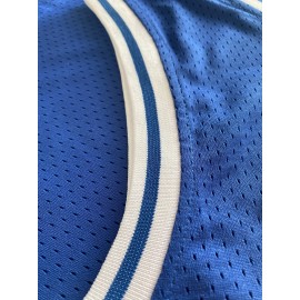 Men's Blue #33 Breathable V-Neck Rugby Jersey - Embroidered American Football Shirt with 