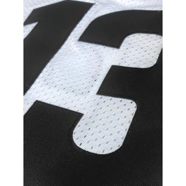 Men's White #13 Breathable American Football Jersey - V-Neck Short Sleeve Embroidered Team Uniform with Shark Graphic & Bold Numerals, Loose Fit for Training, Competition & Casual Wear (Machine Washable, All-Season), Embroidered Detailing