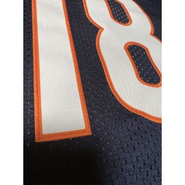 Men's Navy Blue #18 Breathable American Football Jersey - V-Neck Short Sleeve Embroidered Rugby Shirt, Loose Fit All-Season Training & Casual Wear, Machine Washable Sportswear