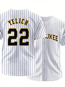 Men's yellow # 4 baseball shirt, street fashion casual, letter embroidered breathable short sleeved sports shirt