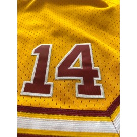 Men's Yellow #14 Baseball Shorts with BEL-AIR ACADEMY Embroidery - Breathable Athletic Shorts, Loose Fit for Training, Competition & Casual Wear - Machine Washable Sportswear for Men & Teens, Adjustable Elastic Waistband