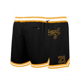 [Button Style Short Sleeved Shirt] Men's #21 Black Basketball Shorts - Breathable, Embroidered Letter Design for Training & Competition, Button Style, Short Sleeved Shirt