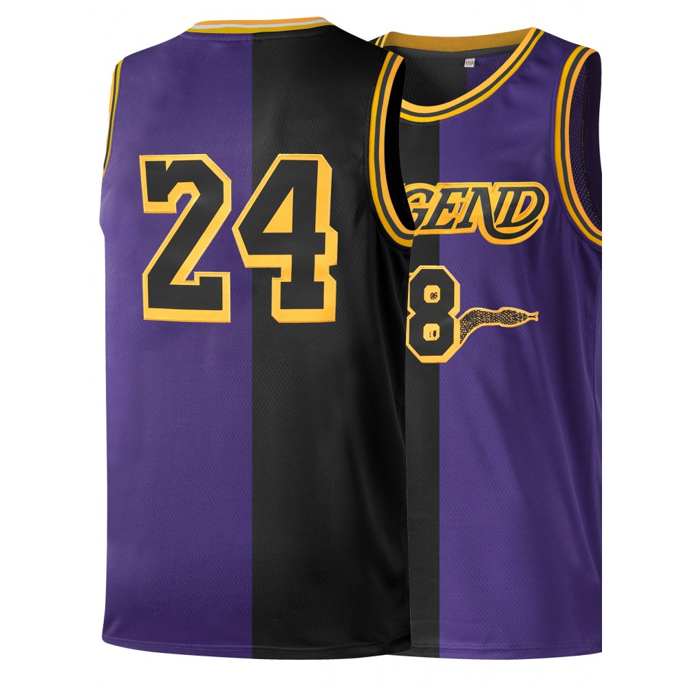 Men's Black & Purple Basketball Jersey #8-24 - Retro Embroidered 