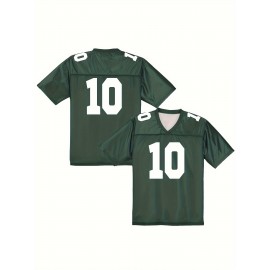 Women's Green Bay #10 Polyester Green Football Jersey T Shirts, V-Neck Sports Shirt With Slight Stretch, Breathable Casual Knit Fabric For All Seasons, Loose Fit Adult & Teen, Fans Gift Women Youth