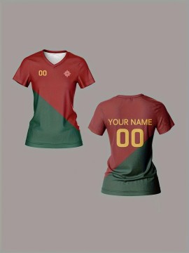 Custom Name and Number Women'S V-Neck Football Jersey Team Training Sportswear Comfortable Breathable Quick-Dry Casual Wear