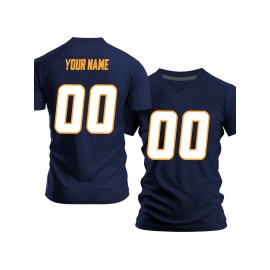 Customizable Women'S Plus Size Football Jersey - Personalized Name & Number, Soft Fabric V-Neck Sports Shirt for Summer, Team Uniforms, Casual Wear, Football Jersey, PLUS SIZE