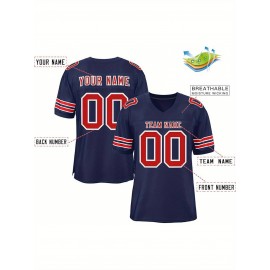 Custom Football Jersey - Personalized Team & Number, Breathable Sweat-Wicking Fabric, V-Neck Design for Men & Women, Plus Size Sports Training T-Shirt for Summer, Football Jersey, Sports Fan Apparel, Sporty Aesthetic, Comfortable Fit
