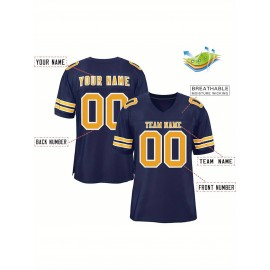 Custom Football Jersey - Personalized Team & Number, Breathable Sweat-Wicking Fabric, V-Neck Design for Men & Women, Plus Size Sports Training T-Shirt for Summer, Football Jersey, Sports Fan Apparel, Sporty Aesthetic, Comfortable Fit