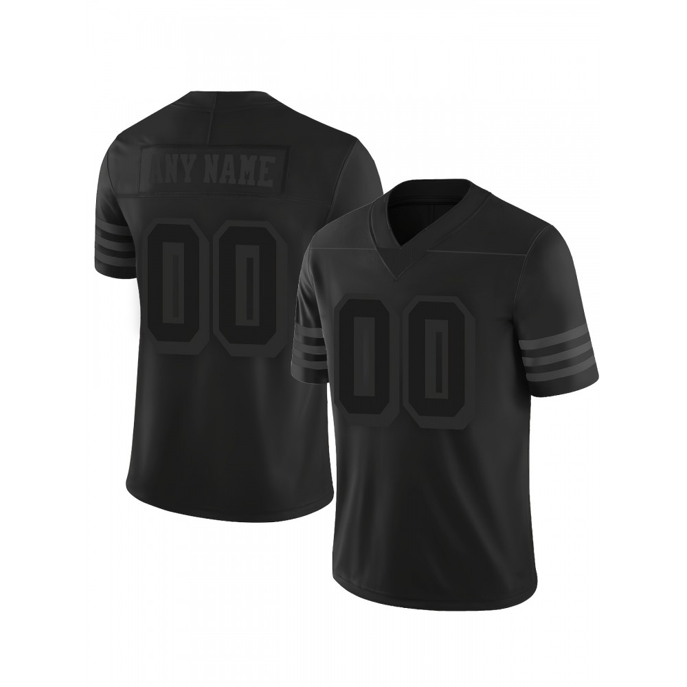 Customizable Women'S Plus Size Football Jersey - Personalized Team Name & Number, Breathable V-Neck Training or Casual Shirt for Summer Sports, Black with White Number Design, Sports Jersey, Sporty Design, Comfortable Fit