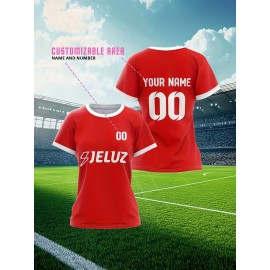 Customizable Plus Size Football Jersey for Women - Personalized Name & Number, Vibrant Soccer Graphic, Soft & Comfortable Fabric, Perfect for Training & Sports Activities, Soccer Accessories
