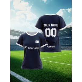 Customizable Plus Size Football Jersey for Women - Personalized Name & Number, Vibrant Soccer Graphic, Soft & Comfortable Fabric, Perfect for Training & Sports Activities, Soccer Accessories