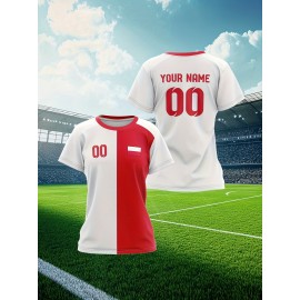 Customizable Women's Plus-Size Football & Baseball Jerseys - Personalized Team Name & Number, Soft Breathable Fabric, Round Neck Summer Sports Casual Wear, Outdoor Team Uniforms