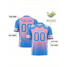 Customizable Plus Size Football Jersey - Personalized Name & Number, V-Neck, Loose Fit, Navy Blue with White & Orange Accents, Summer Sports Shirt for Men & Women, Football Jersey, Casual Sportswear, Sporty Design, Comfortable Fit