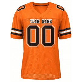 Custom Football Jersey - Personalized Team & Number, Breathable Sweat-Wicking Fabric, V-Neck Design for Men & Women, Plus Size Sports Training T-Shirt for Summer, Football Jersey, Sports Fan Apparel, Sporty Aesthetic, Comfortable Fit