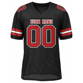 Custom Football Jersey - Personalized Team & Number, Breathable Sweat-Wicking Fabric, V-Neck Design for Men & Women, Plus Size Sports Training T-Shirt for Summer, Football Jersey, Sports Fan Apparel, Sporty Aesthetic, Comfortable Fit