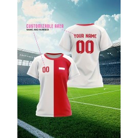 Customizable Women's Plus-Size Football & Baseball Jerseys - Personalized Team Name & Number, Soft Breathable Fabric, Round Neck Summer Sports Casual Wear, Outdoor Team Uniforms